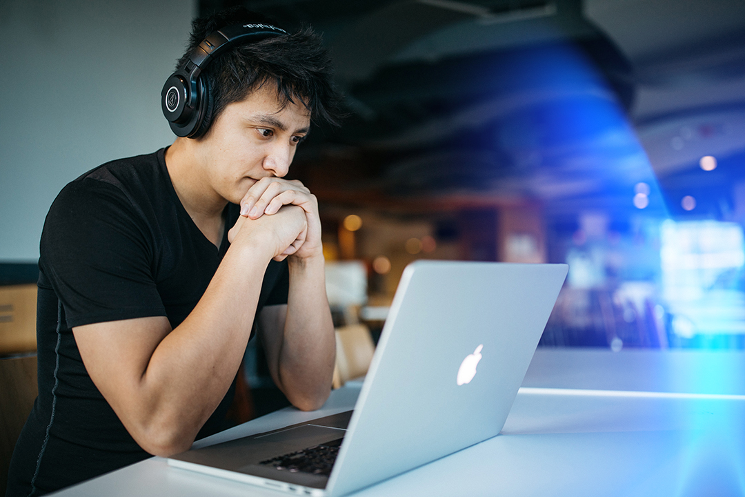 Man in online meeting